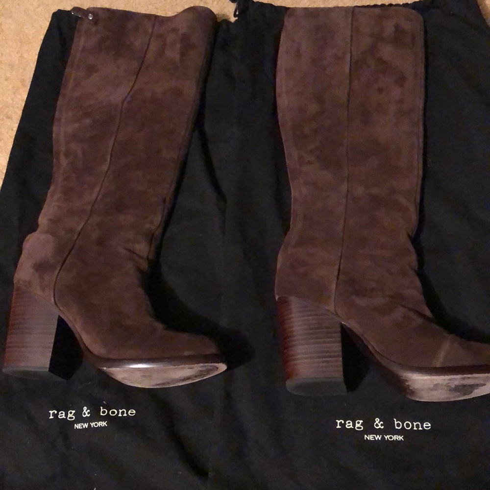 Rag and Bone Brown Suede Knee-High Heeled Boots